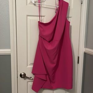 Christian Siriano for Lane Bryant one shoulder pink dress